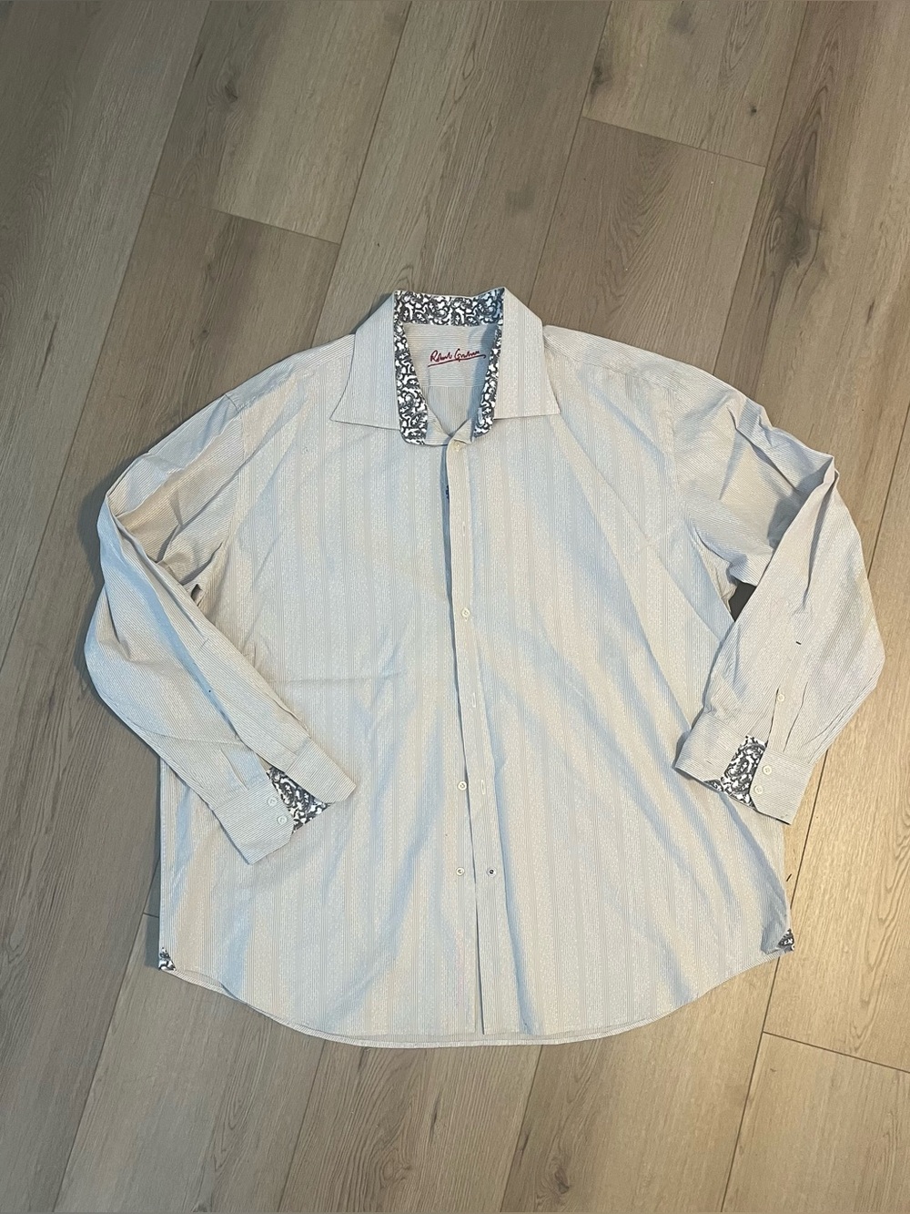 Robert Graham Tan Dress Shirt with Contrast Trim